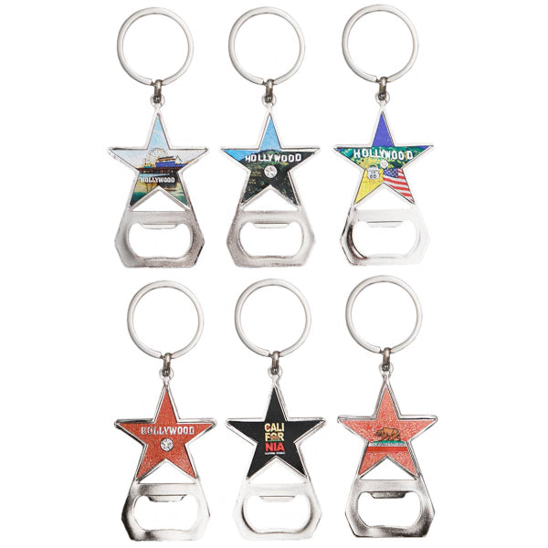 Hollywood California Metal Bottle Opener Keychain