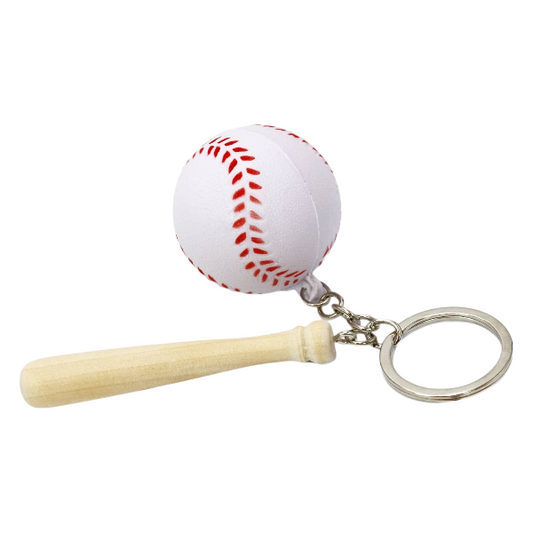 Baseball & Wooden Bat Keychain