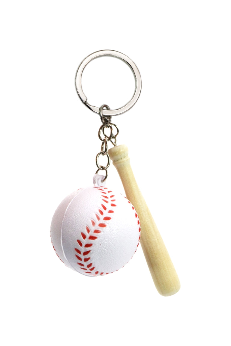 Baseball & Wooden Bat Keychain