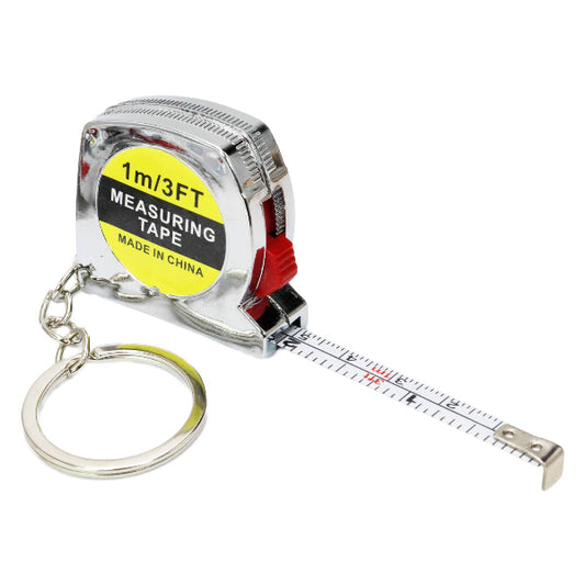 Self-Locking Silver 3 Ft Measuring Tape Keychain
