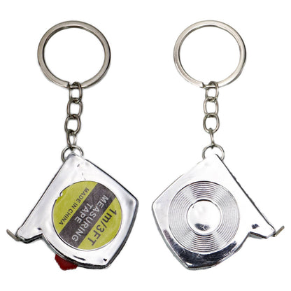 Self-Locking Silver 3 Ft Measuring Tape Keychain