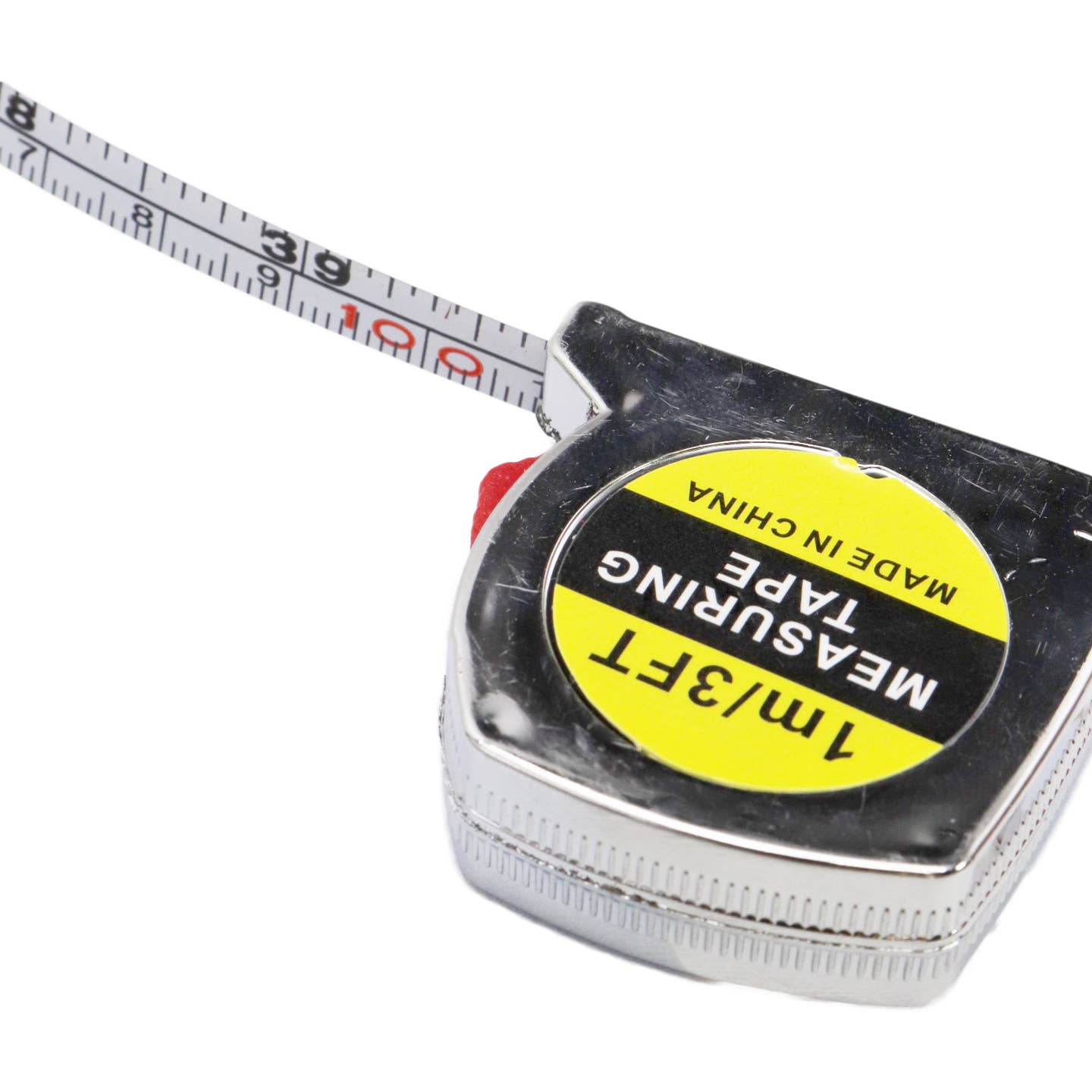 Self-Locking Silver 3 Ft Measuring Tape Keychain