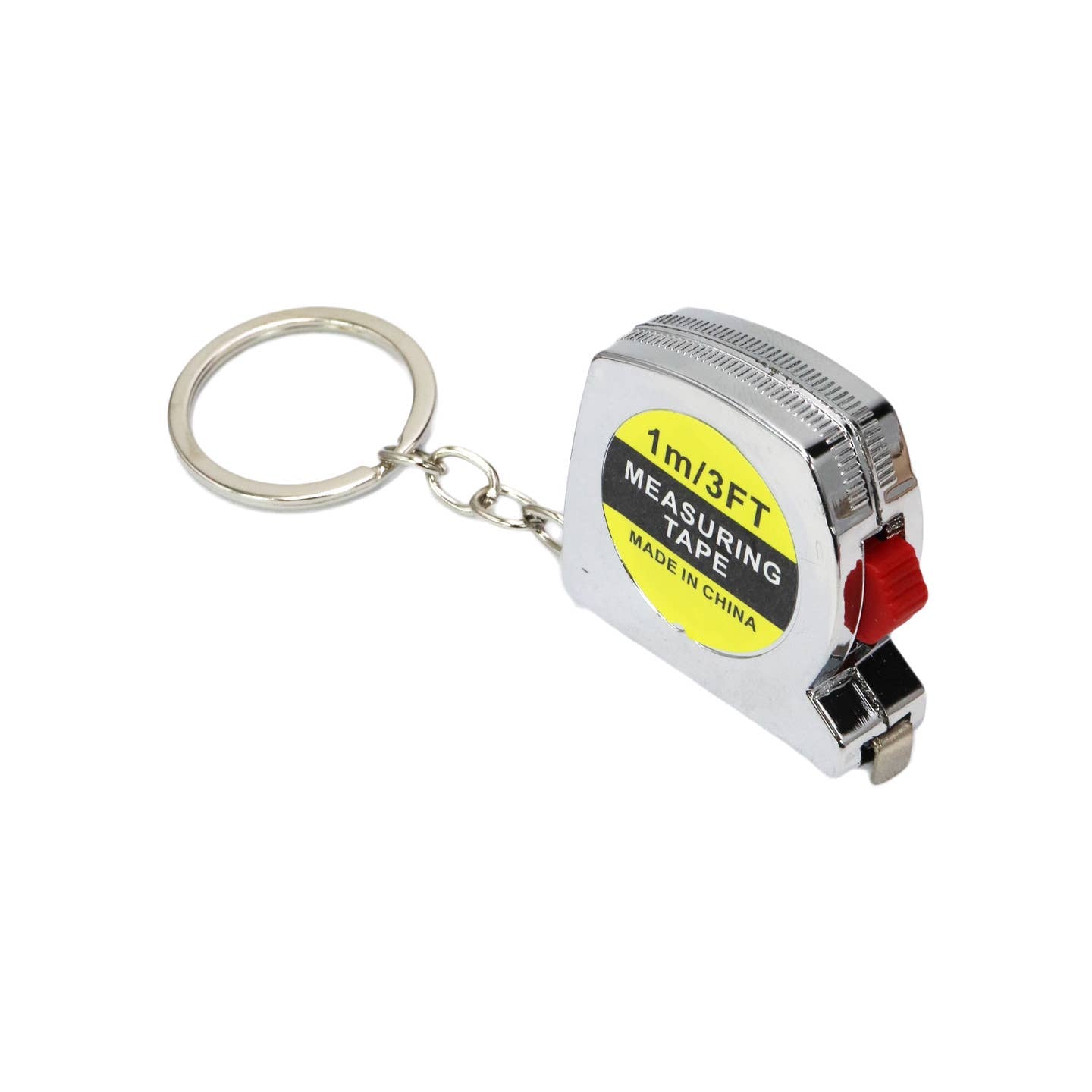 Self-Locking Silver 3 Ft Measuring Tape Keychain