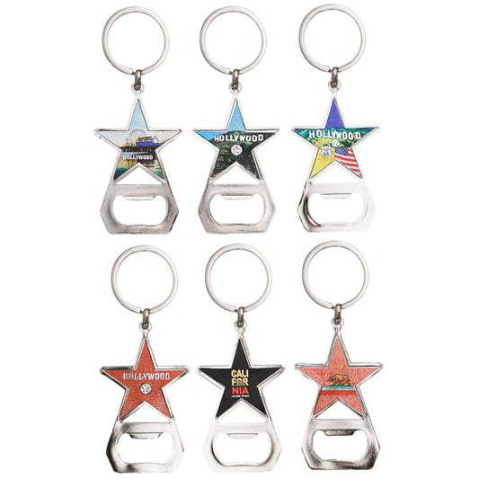 Hollywood California Metal Bottle Opener Keychain