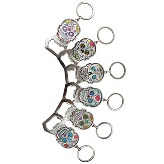 Sugar Skull Metal Bottle Opener Keychain